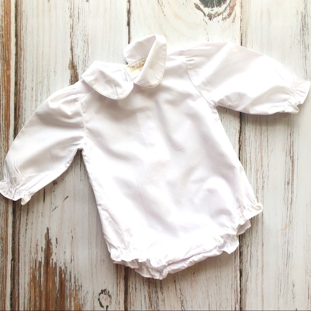 White long sleeve blouse Peter Pan collar 3Mos